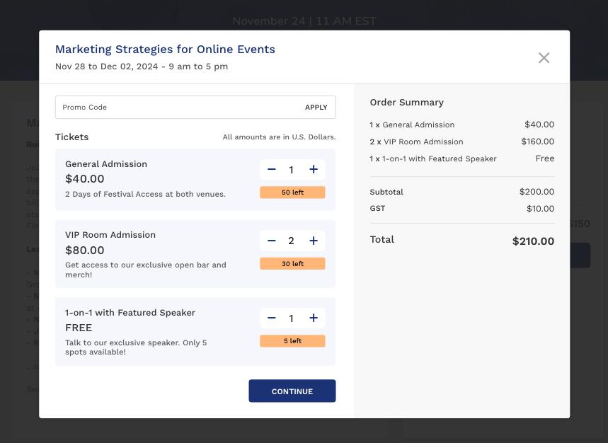 Event Ticketing & Checkout Process - Design and Development